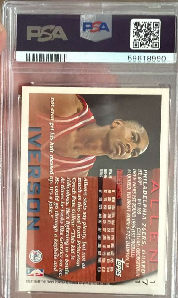 1996 Topps #171 ALLEN IVERSON PSA PSA 10 SN59618990
