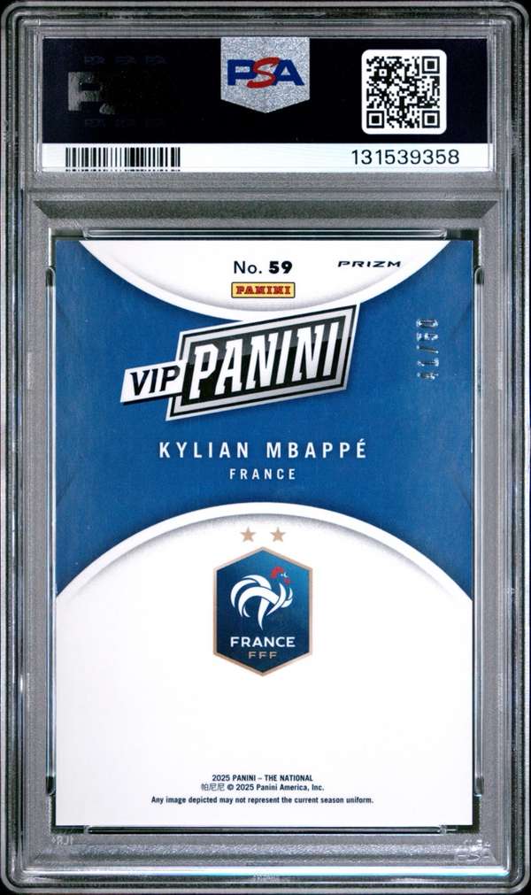 2025 Panini NSCC VIP Gold Purple Sparkle #59 Kylian Mbappe PSA 9
