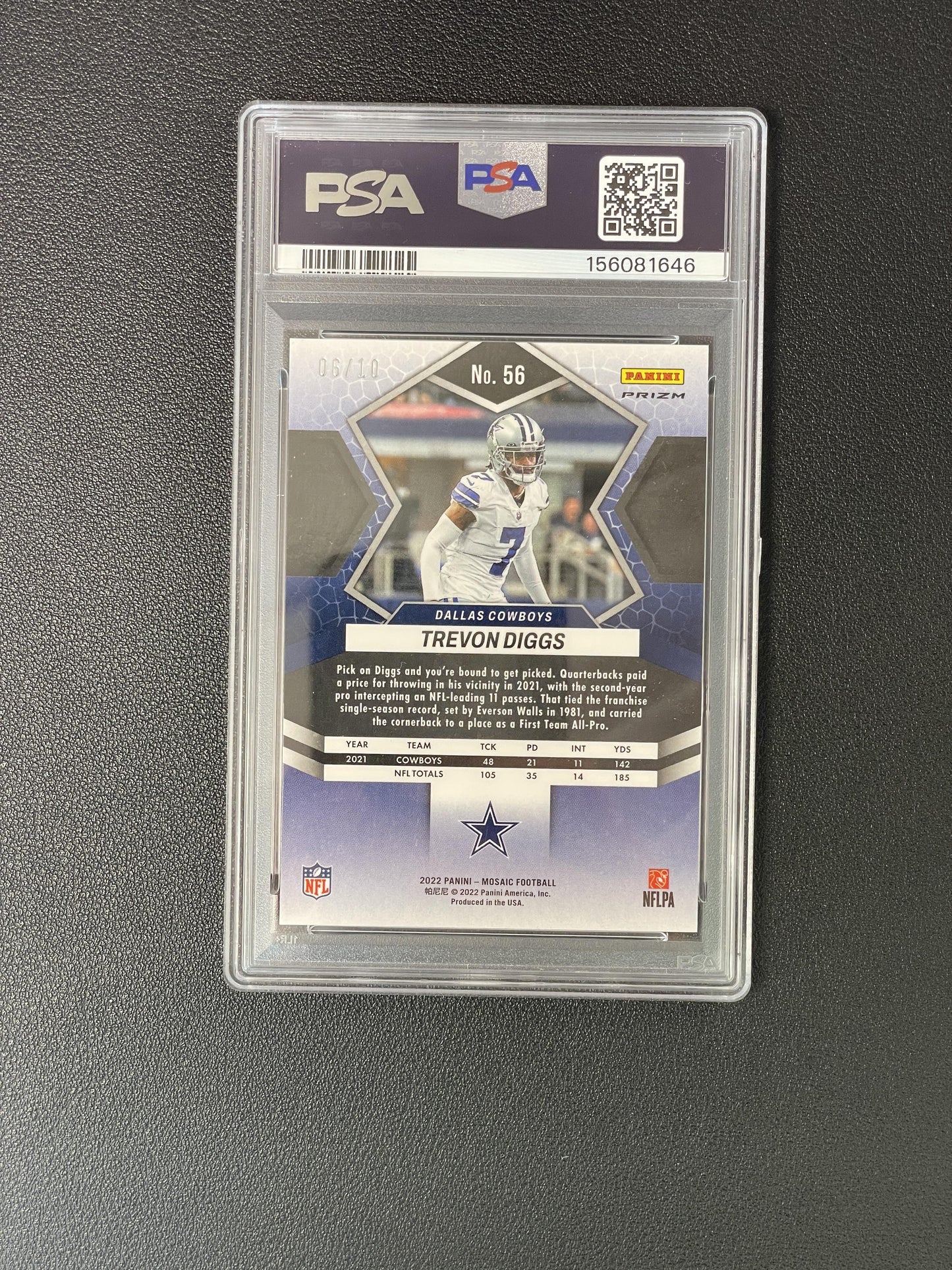 2022 Panini Mosaic #56 Trevon Diggs Mosaic No Huddle Gold PSA 10 #/10
