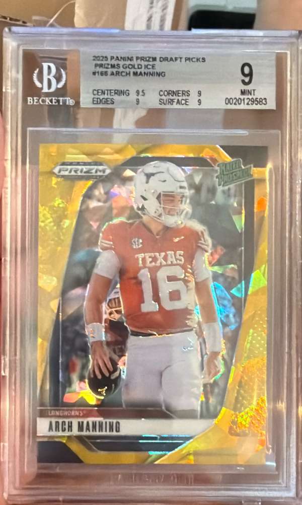 2025 Panini Prizm Draft Picks - Prizms Gold Ice #166 Arch Manning BGS 9