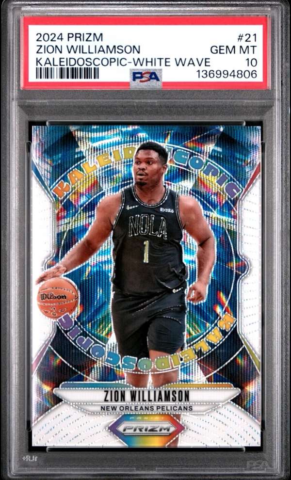 2024 Panini Prizm Kaleidoscopic-White Wave #21 ZION WILLIAMSON PSA 10