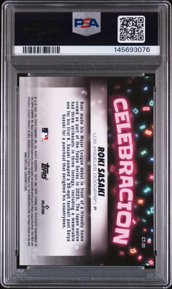 2025 Topps Chrome Update Celebracion-Gold Refractor #20 ROKI SASAKI PSA 9