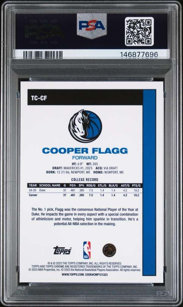2025 Silver Pack 80-81 Topps Chrome Basketball #TC-CF COOPER FLAGG PSA 9