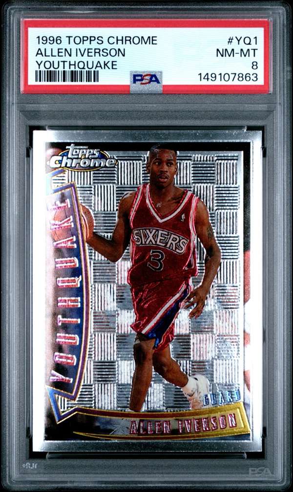 1996 Topps Chrome Youthquake - Youthquake #YQ1 ALLEN IVERSON PSA 8
