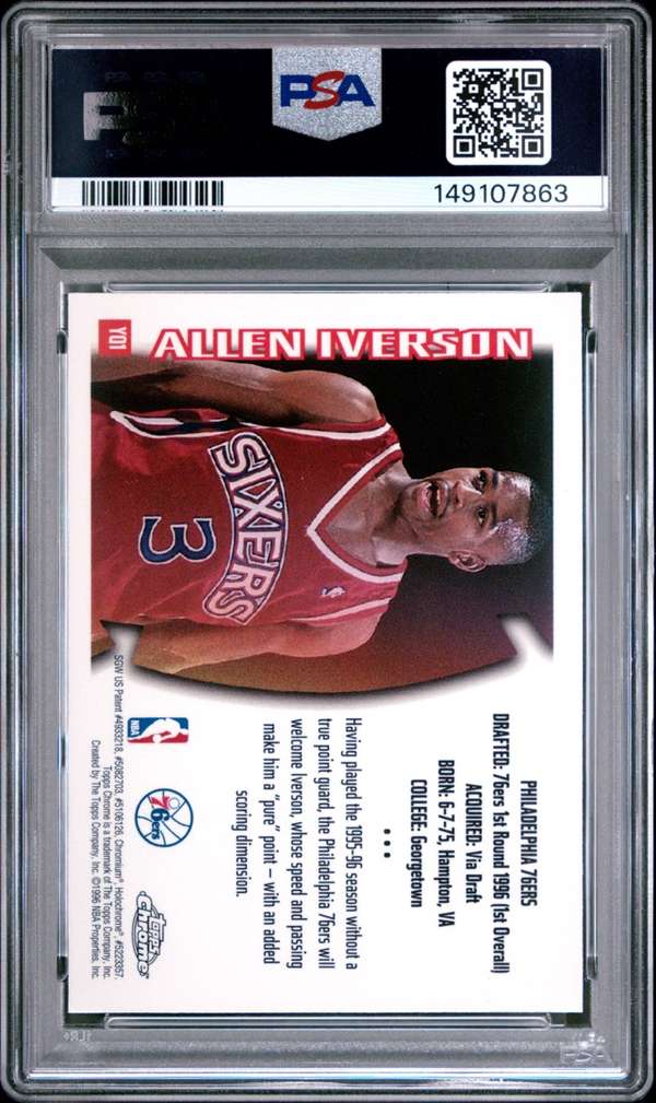 1996 Topps Chrome Youthquake - Youthquake #YQ1 ALLEN IVERSON PSA 8