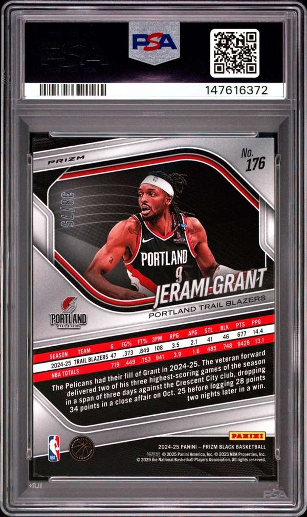 2024 Panini Prizm Black - Red Power #176 JERAMI GRANT PSA PSA 9 SN147616372