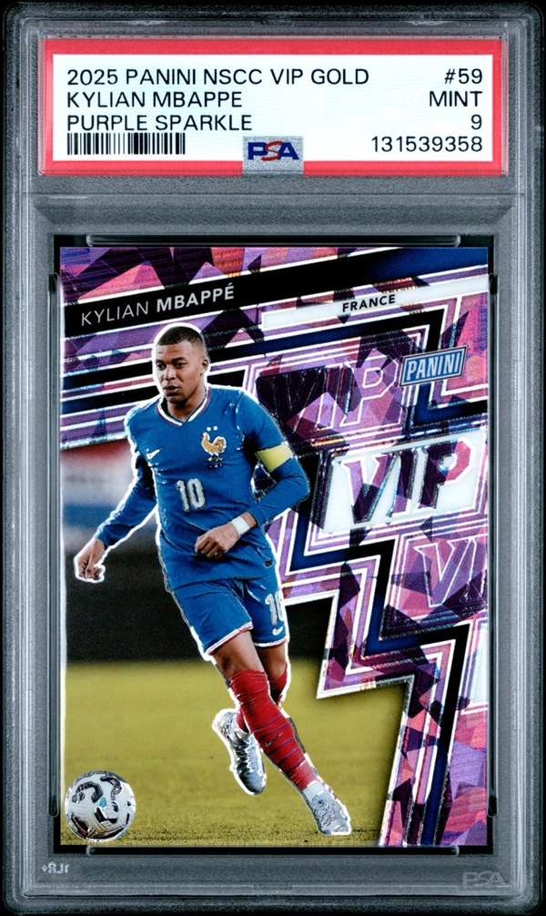 2025 Panini NSCC VIP Gold Purple Sparkle #59 Kylian Mbappe PSA 9