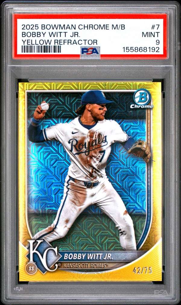 2025 Bowman Chrome Mega Box - Yellow Refractor #7 BOBBY WITT JR. PSA 9