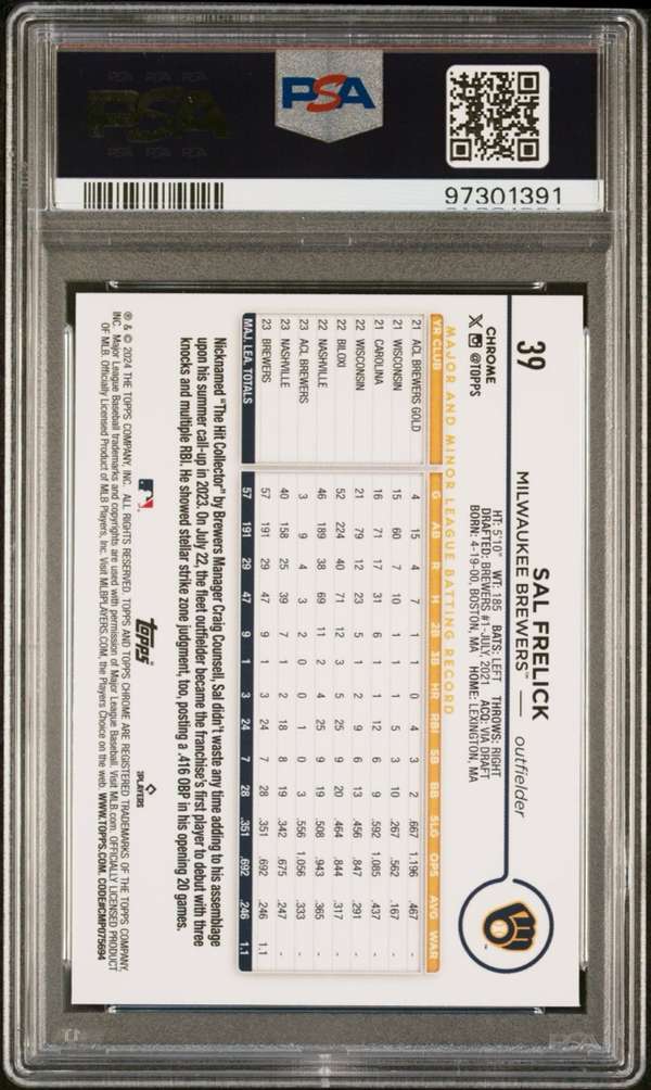 2024 Topps Chrome - Magenta Speckle Refractor #39 SAL FRELICK PSA 10