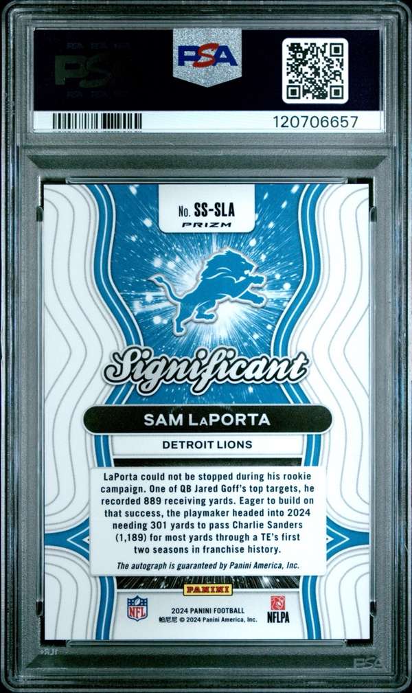 2024 Panini Prizm Significant Signatures #SSSLA SAM LaPORTA PSA 10