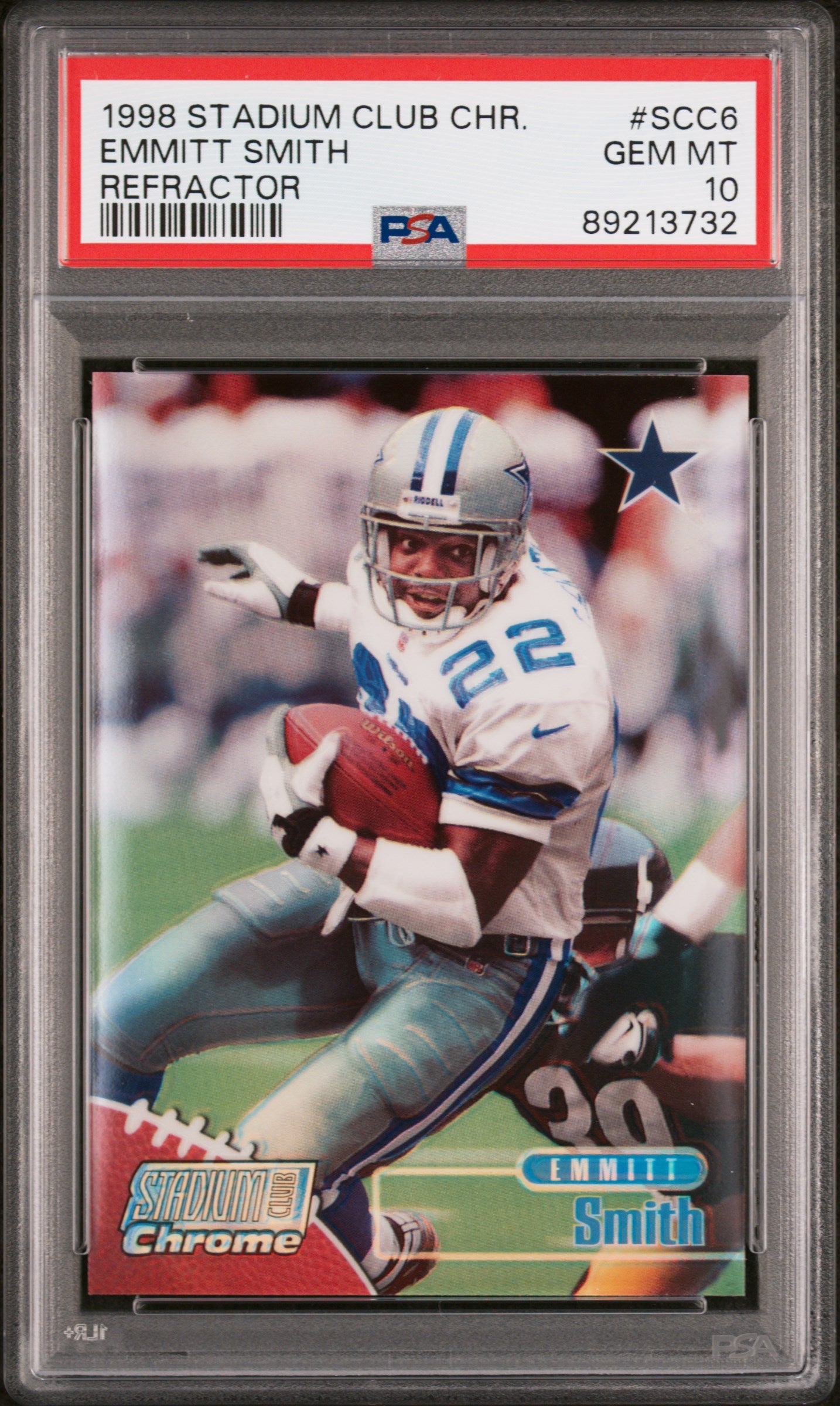 1998 Stadium Club Chrome #SCC6 Emmitt Smith Refractor PSA 10