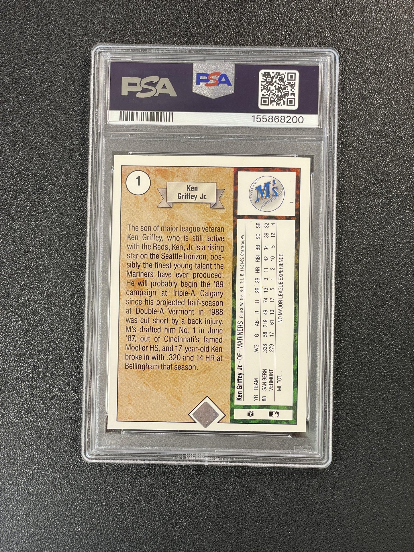 1989 Upper Deck #1 Ken Griffey Jr. PSA 8