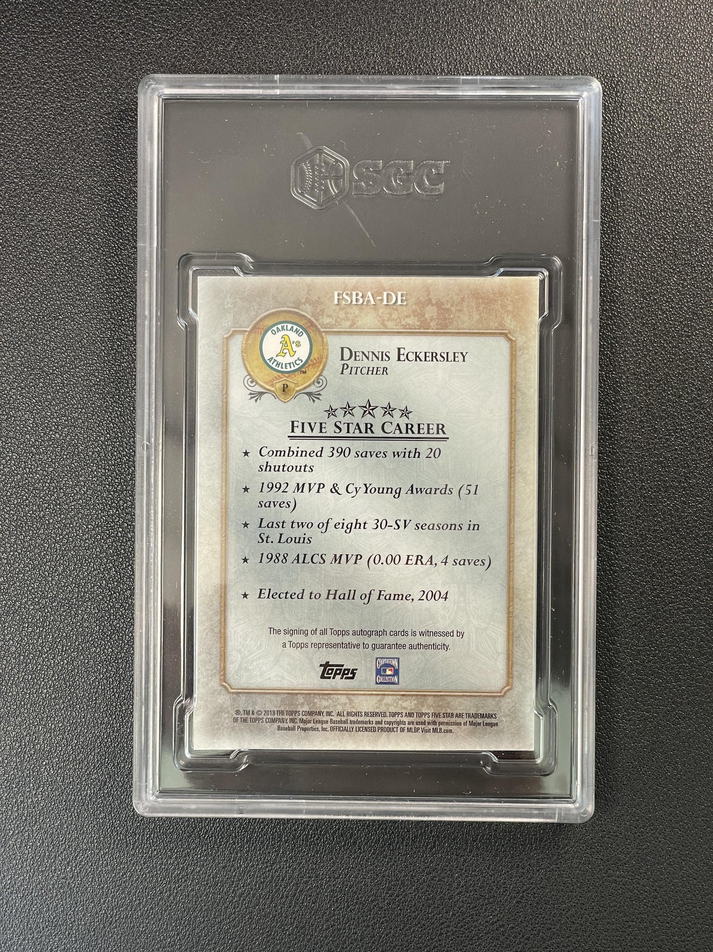 2013 Topps Five Star #FSBA-DE Dennis Eckersley Autographs SGC 10 #/353