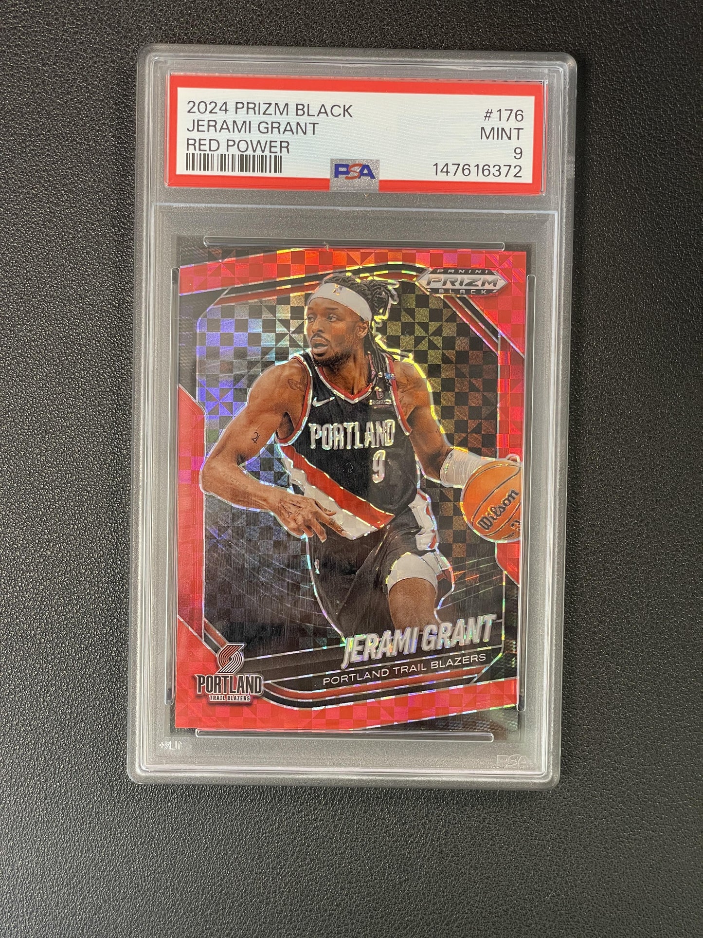 2024-25 Panini Prizm Black #176 Jerami Grant Red Power Prizms PSA 9 #/75