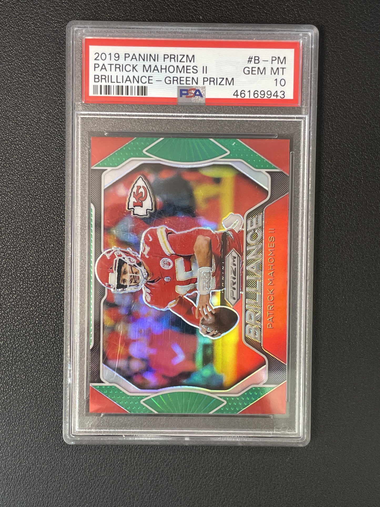 2019 Panini Prizm #B-PM Patrick Mahomes II Brilliance Prizms Green PSA 10
