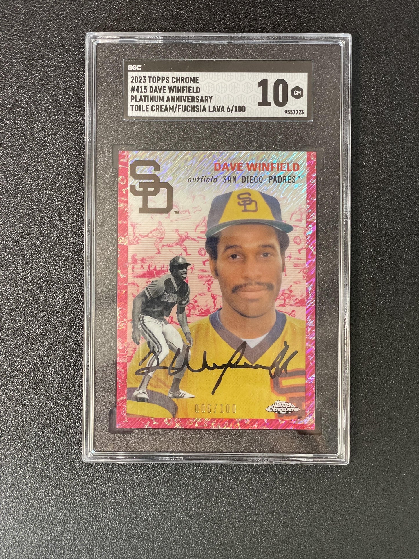 2023 Topps Chrome Plat Anniv #415 Dave Winfield Toile Cream/Red Refr SGC 10 /5