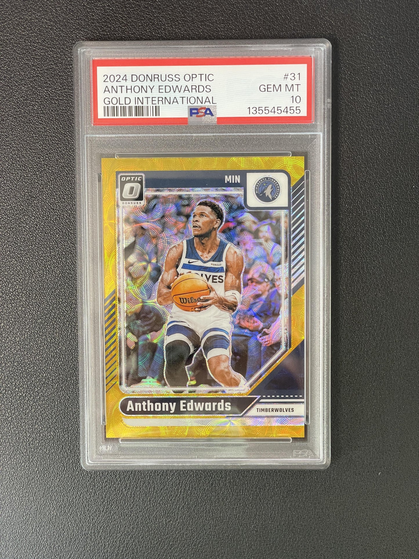 2024-25 Donruss Optic #31 Anthony Edwards Gold PSA 10 #/10